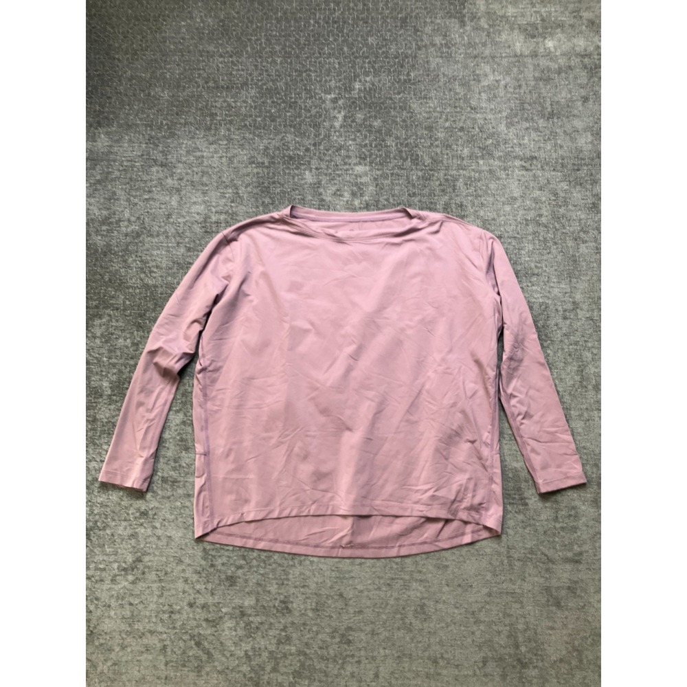 Pure Barre Cropped Top Womens Medium Dusty Rose Nylon Stretch Crew Neck Pullover